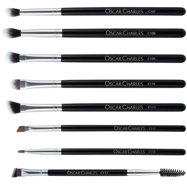 Set de 8 brochas profesionales de maquillaje de ojos Oscar Charles - Plata / Negro