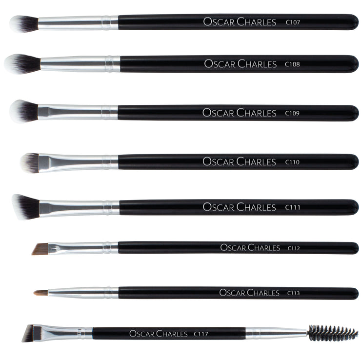 Set de 8 brochas profesionales de maquillaje de ojos Oscar Charles - Plata / Negro