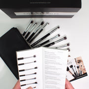 Oscar Charles Complete Professional Eye Makeup Brush Set & Clutch Bag - Silver/Black